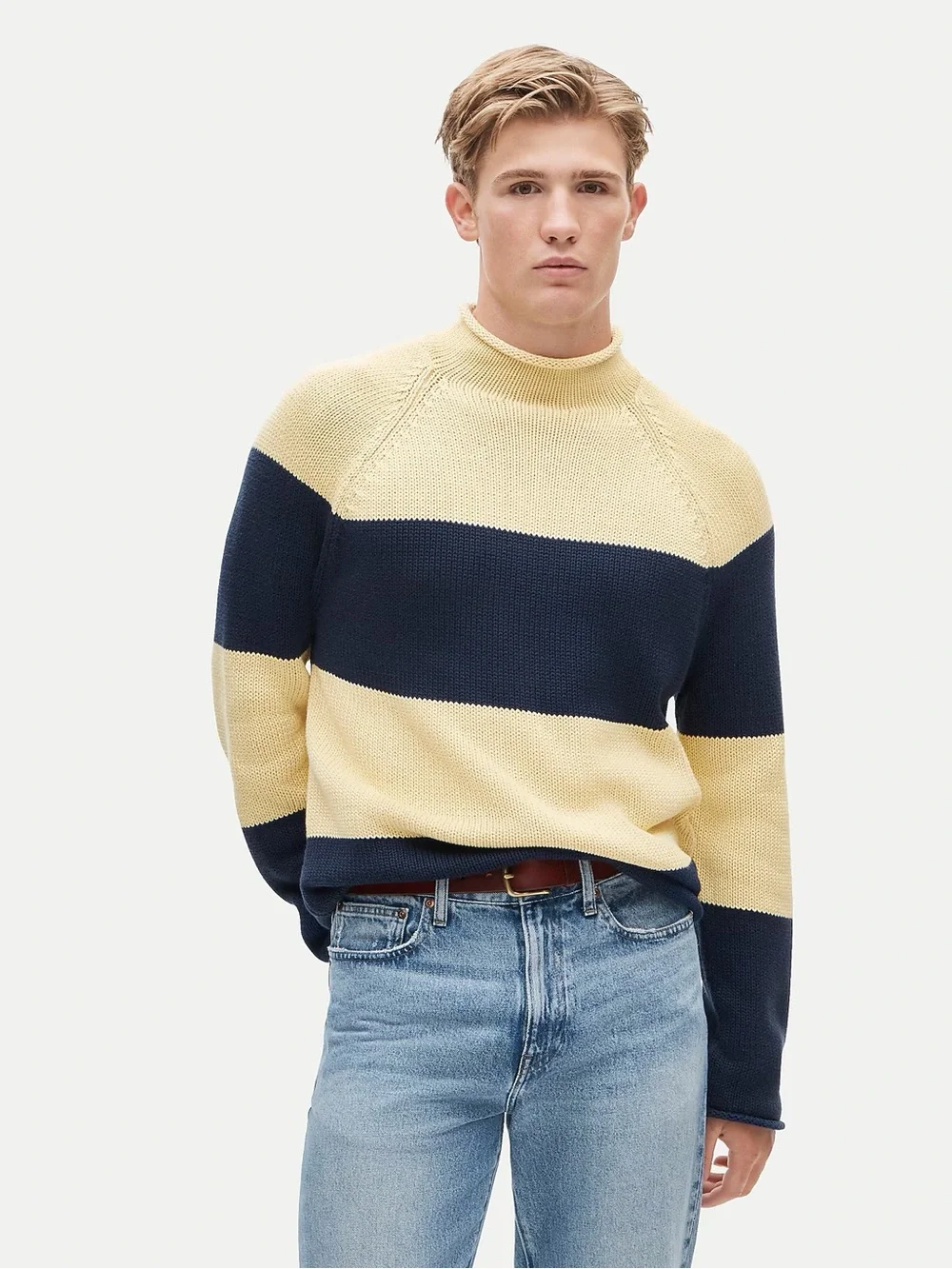 J. CREW 1988 Rollneck™ sweater in cotton in Rugby Stripe Size XS $118 CQ895
